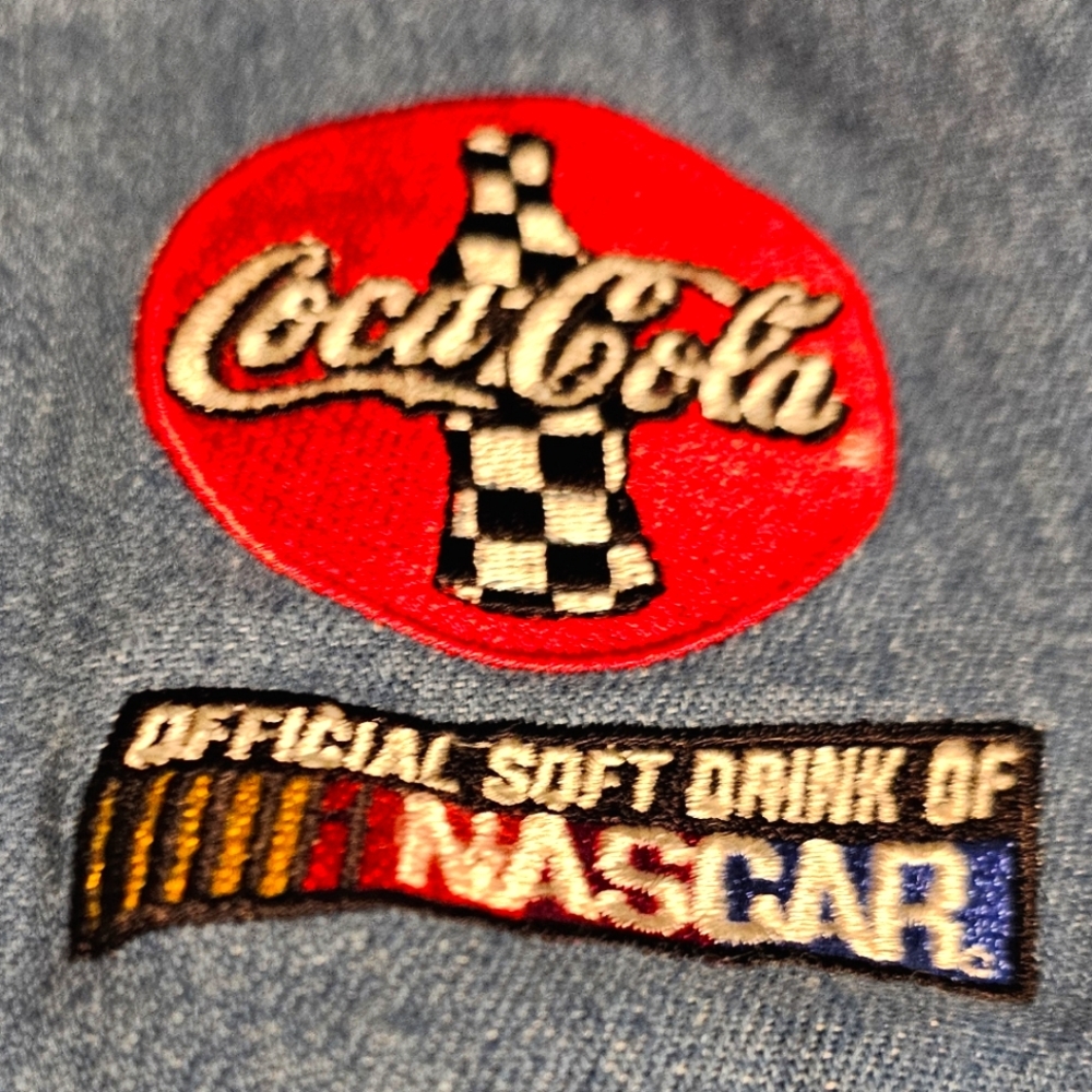 NASCAR Coca-Cola Aspen Gold Riverwashed Denim Button Down Shirt Size XL
